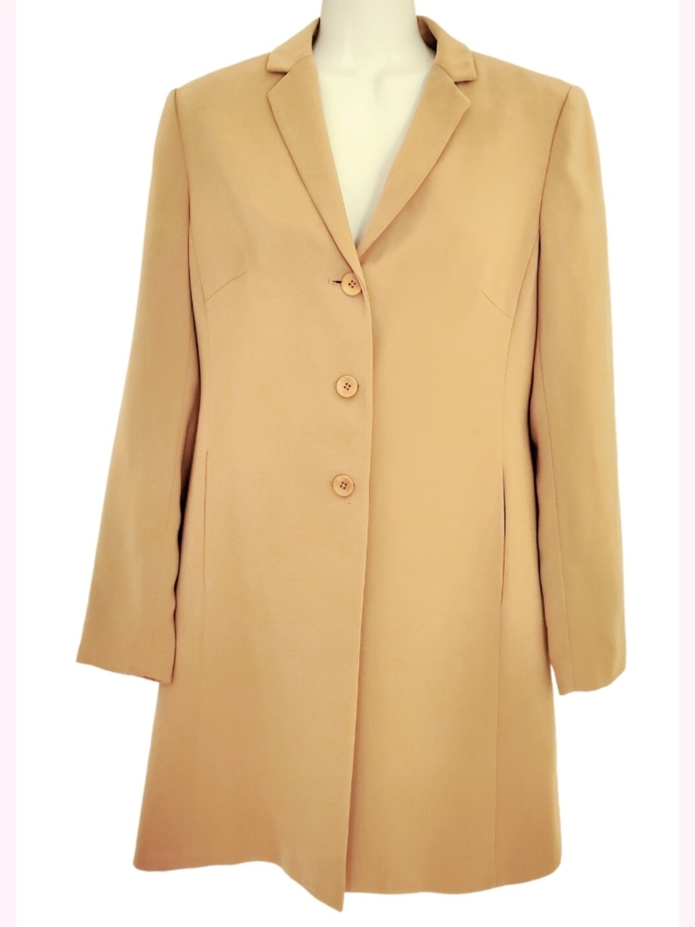Caslon Camel Button Trench Style Coat